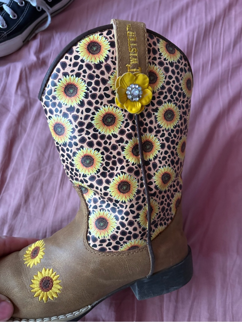 Twister Brown and Yellow Sunflower Kids Boots - Picture 11 of 11